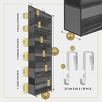 HOMELUX THEORY 2PC Heavy Duty Over the Door Organizer 55x14x6.7, 6 Large Front & 12 Mesh Pockets, Hanging Storage Closet Door Organizer for Bedroom, Bathroom and Baby Nursery Storage (Dark Gray)