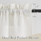 RYB HOME Linen Blend Curtains for Kitchen Bedroom, Thick Heavy Textured Breathable Light Filtering Semi Sheer Short Drapes for Small Window Sunroom, W 42 x L 45 inches, Linen, 2 Panels