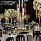 10Sets 8 Arm Acrylic Candelabra Candle Holder for Wedding,38.5 inches Tall Clear Candlestick Holders with Shade for Tables Party Event Dinner Decoration (Fit 0.8" Led Candles)