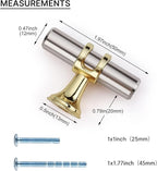 LONTAN 12 Pack Brushed Nickel Cabinet Knobs Silver Gold Drawer Knobs T Bar Kitchen Cabinet Hardware for Dresser Bathroom