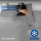 DREAMCARE Queen Sheet Set – 4 pcs Cooling Sheets – up to 21” Extra Deep Pocket Queen Sheets – Hotel Luxury Sheets & Pillowcases – Superior Softness 100% Fine Microfiber with Side Pocket – Light Gray