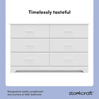 Storkcraft Brookside 6 Drawer Double Dresser (White) – GREENGUARD Gold Certified, Dresser For Nursery, Kids, Chest Of Drawers