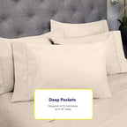 Twin Size Bed Sheets - 4 Piece 1500 Supreme Collection Fine Brushed Microfiber Deep Pocket Twin Sheet Set Bedding - 1 EXTRA PILLOW CASES, GREAT VALUE, Twin, Beige