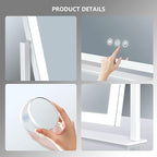 Makeup Vanity Mirror with Lights 17.2" Large LED Lighted Mirror, Hollywood Make Up Mirror with Lighting, Smart Touch,Detachable 5X Magnification 360° Rotation, (Gold,Gift Box)