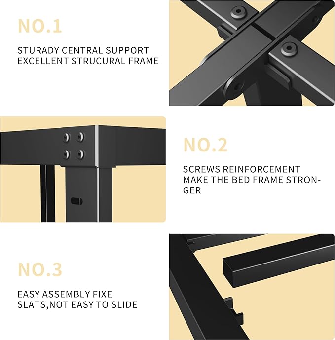 ALDRICH 18 Inch Metal King Size Bed Frame - Black Basic Steel Slats Platform, Easy Assembly Heavy Duty Noise Free Bedframes, No Box Spring Needed