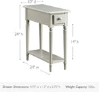 Leick Home Coastal End Table, Solid Wood, 1 Drawer, Bottom Display Shelf, Easy-Assembly, For Living Room/Bedroom, Greige, 23.5 in L x 10 in. W x 24 in H, 20017-GR