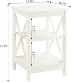 Convenience Concepts Oxford End Table 15.75" - Modern Living Room Table with Storage Shelves, Transitional Nightstand Side Table for Home Decor and Display, Ivory