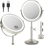 Makeup Mirror with Lights, 1X/30X Lighted Magnifying Mirror Height Adjustable, 3000mAh Rechargeable Double Sided Vanity Mirrors with 3 LED Lighting and Adjustable Brightness for Desk Women Gift