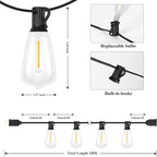 Brightever Outdoor String Lights 180FT, Patio Lights with 90+4 Dimmable ST38 Shatterproof LED Bulbs, Vintage Edison String Lights for Outside, Waterproof Bistro Lights for Halloween Backyard 2700K