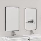 VocalStar Black Bathroom Mirror for Wall, 24 x 32 Inch Rounded Rectangle Metal Framed Bathroom Wall Vanity Mirror Farmhouse, 1/4-inch Shatterproof Glass | Ultra-Flush Hanging