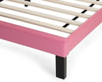 Poundex PU Upholstered Platform Bed, Twin, Pink