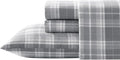 Laura Ashley - Flannel Sheets Queen Size, Anti-Pilling & Wrinkle Resistant Cotton, Touchably Soft for All-Season Comfort - Bed Sheets with Matching Pillowcases & Fitted Sheet (Mulholland Plaid Grey)
