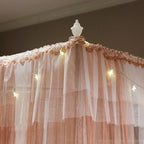 Joyreap Luxury 4 Corners Post Canopy Bed Curtains - Coral & White Cozy Drape Netting - Cute Princess Style Decoration Accessories(Reddish Brown, 59" W x 78" L, Full/Queen)