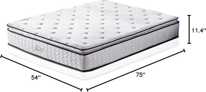 Full Mattress 11.4 Inch Memory Foam Innerspring Independently Encased Coil Hybrid Mattress, Pillow Top Bed in a Bag