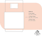 Linen Home 100% Cotton Percale Sheets Twin XL Size, Tropical Peach, Deep Pocket, 3 Pieces Set - 1 Flat, 1 Deep Pocket Fitted Sheet and 1 Pillowcase, Crisp Cool and Strong Bed Linen