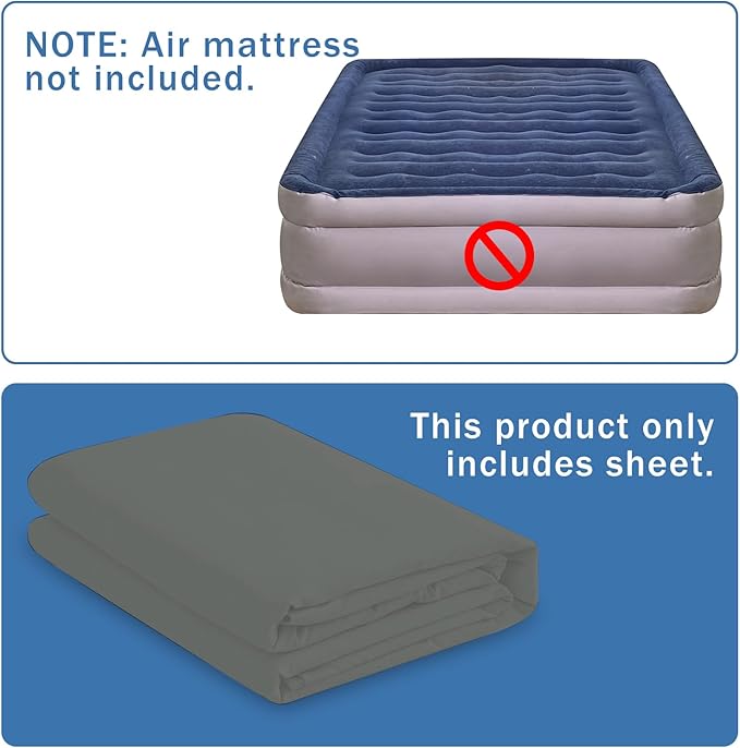 Bedecor Air Bed Sheets for Mattress Cover Removable Bed and Elastic Band Super Soft and Breathable & Deep up to 21" Dark Gray Twin XL