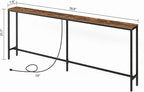 78.7" Console Table with Power Outlet, Narrow Sofa Table Behind Couch, Skinny Entryway Table with with Charging Station, for Hallway, Foyer, Living Room, Rustic Brown CTHR20E01