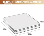 PayLessHere | 10 Inch King Mattress | Medium Firm Hybrid Mattress | White | with High-Density Foam and Breathable Cover | Pocket Spring Design, Pressure Relief | Bed in a Box, CertiPUR-US Certified