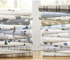 Eddie Bauer - Sheets, Cotton Flannel Bedding Set, Brushed for Extra Softness, Cozy Home Decor (Beacon Hill Ivory, King)