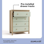 Storkcraft Alpine 4 Drawer Dresser (Driftwood with Sage) – GREENGUARD Gold Certified, Kids Storage Organizer, Modern 4 Drawer Chest for Bedroom, Must-Have Nursery Storage