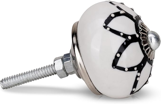 Cabinet Knobs Assorted knobs for cabinets and Drawers Black & White Cupboard Wardrobe Furniture Door Pull Handles for Dresser Kitchen Wardrobes Boho Home Interior Decor -Pack of 6