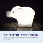 LumiPets Eggbert the Elephant Squishy Night Light for Kids | Silicone Nightlight with Tap, Remote Control | Rechargeable Color Changing Animal Light for Girls & Boys | Portable Mood Lamp With USB Cord