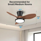 ocioc Quiet Ceiling Fan with LED Light DC motor 32 inch Large Air Volume Remote Control Walnut for Kitchen Bedroom Dining room Patio