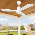 Obabala 52inch White Ceiling Fan with Lights Modern Ceiling Fan with Remote Control Reversible DC Noiseless Motor 6 Speed, Timer for Indoor Outdoor Patios