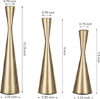 Vixdonos Brass Gold Taper Candlestick Holders Metal Candle Holders Set of 3 Table Mantel Decorative Candle Stand for Wedding, Dinning, Party,Home Decor (Gold)