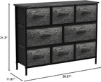 Sorbus Dresser with 8 Faux Wood Drawers - Chest Organizer Unit with Steel Frame Wood Top & Handle Easy Pull Fabric Bins for Clothes - Wide Storage Furniture for Bedroom Hallway, Living Room & Closet