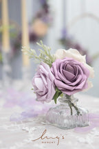 Ling's moment Artificial Flowers 50Pcs Dusty Violet Roses Decor w/Stems,3" Real Touch DIY Foam Floral for Wedding Bouquet/Centerpieces, Outdoors Party Backdrop, Room/Table, and Garden/Pot Decorations