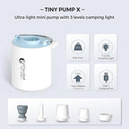 FLEXTAILGEAR Tiny Pump X Portable Air Pump+ Camping Light Ultra-Mini Air Pump with 1300mAh Battery USB Rechargeable for Sleeping Pads Pool Floats Air Bed Air Mattress Swimming Ring