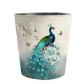 10L/2.64 Gallon PU Leather Trash Can Peacock Decorative Waterproof Wastebasket Paper Basket Garbage Bin for Home Office Bathroom, Peacock Pattern