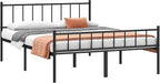 King Bed Frame-Classic Metal Platform Bed Frame,Mattress Foundation with Steel Slat Support,Under Foundation Storage,No Box Spring Needed, Easy Assembly, King Size