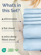 Extra Deep Full Sheet Set - 6 Piece Breathable & Cooling Sheets - Hotel Luxury Bed Sheets Set - Easy & Secure Fit - Soft, Wrinkle Free & Comfy Sheets Set - Light Blue Sheet Set with Extra Deep Pockets