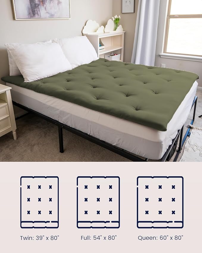 ZonLi Japanese Floor Futon Mattress Full Size 75"x 54", 100% Cotton Cover 2.5'' Thicken Tatami Mattress, Foldable Sleeping Pad, Portable Dormitory Tatami Mat, Roll Up Floor Lounger Bed for Adult