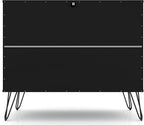 Manhattan Comfort Rockefeller 3 Drawer Dresser for Bedroom Storage, Closet, Living Room, Entryway, TV Stand for Screens up to 32 Inches, Anti-Tip Kit Included, Set of 2, Black