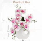 Briful Artificial Orchid Flowers in Modern Ceramic Vase 15.7" Tall Pink Faux Orchid Arrangement Silk Orchid Flower Fake Orchid Centerpiece for Home Office Room Wedding Table Décor