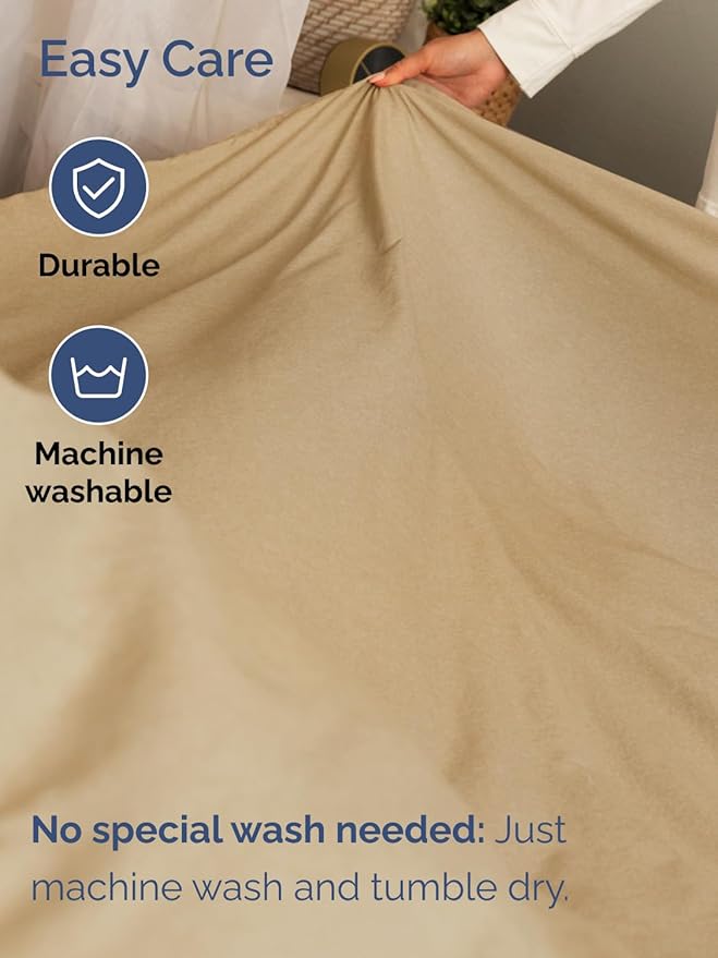 Extra Deep Full Sheet Set - 6 Piece Breathable and Cooling Sheets - Hotel Luxury Bed Sheets Set - Easy Fit - Soft, Wrinkle Free and Comfy Sheets Set - Heathered Tan Sheet Set with Extra Deep Pockets