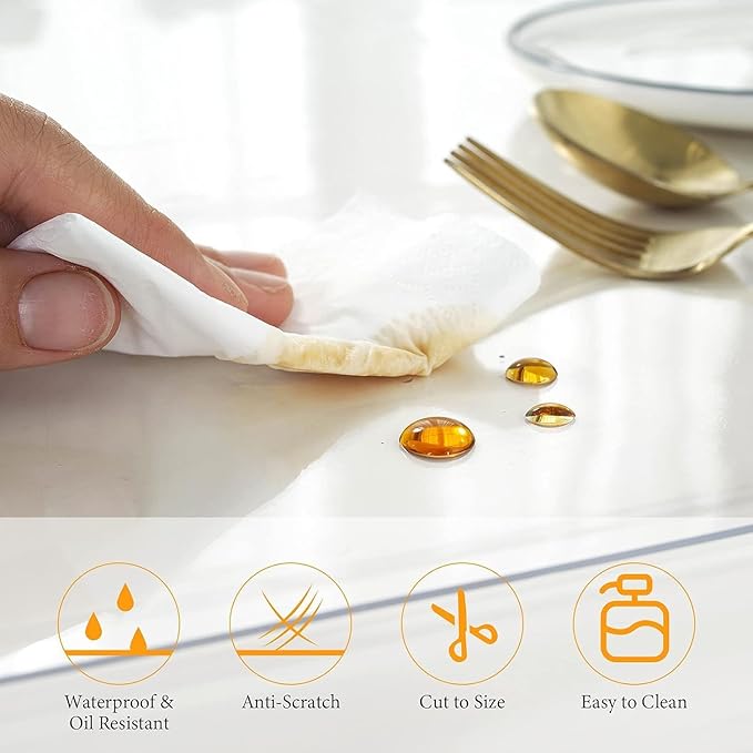 Deep Dream 1.5mm Clear Desk Cover Protector, 16×22 Inch Clear Desk Cover, Rectangular Vinyl Desk Pad, PVC Plastic Table Cover for Office, Dresser, Night Stand, Computer & Writing Desk Tabletop