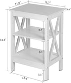 VECELO Modern Nightstands X-Design Side End Table Night Stand with Storage Shelf for Bedroom,Living Room,Set of 2 (White A2)