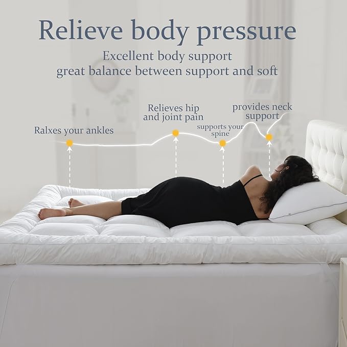 WhatsBedding 5 Inch Memory Foam Mattress Topper King for Pressure Relief, 100% Cotton Cover, Comfort Supportive Pillow Top Mattress Topper, 2000GSM Fluffy Shredded Memory Foam Filled