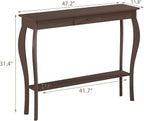 ChooChoo 47 Inch Narrow Console Table with Drawer, Chic Accent Sofa Entryway Table with Shelves for Entryway, Living Room, Hallway, Espresso
