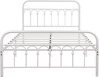 YALAXON Vintage Sturdy Full Size Metal Bed Frame with Headboard and Footboard Basic Bed Frame No Box Spring Needed (Full,White)