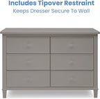 Delta Children Haven 6 Drawer Dresser with Interlocking Drawers - Greenguard Gold Certified, Grey