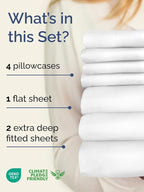 Extra Deep Split King Sheet Set - 7 Piece Breathable & Cooling Sheets - Hotel Luxury Bed Sheets Set - Easy & Secure Fit - Soft, Wrinkle Free & Comfy Sheets Set - White Sheet Set w/Extra Deep Pockets