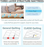 EMOOR Japanese Futon Mattress CLASSE & Fitted Sheet PRESSO Full (55x79in) Made in Japan, Cotton (White) Foldable Floor Sleeping Bed Tatami Mat