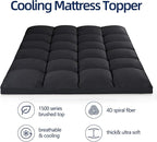 Mattress Topper Twin XL for Back Pain, Extra Thick Mattress Pad Cover, Plush Pillow Top, Deep Elastic Pocket, Black