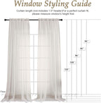 OVZME Ivory Bedroom Curtains 96 Length for Farmhouse, 59 Inch Extra Wide Light Filtering Voile Drapes Light Airy Window Decor for Patio Door Living Room Bedroom Dining, 59Wx96L Inches