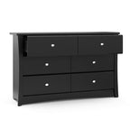 Storkcraft Crescent 6-Drawer Dresser (Black) – GREENGUARD Gold Certified, Black Dresser for Bedroom, Kids & Nursery Storage Chest, Safety Interlocking Drawers, Pre-Installed Tracks, Kids Chest